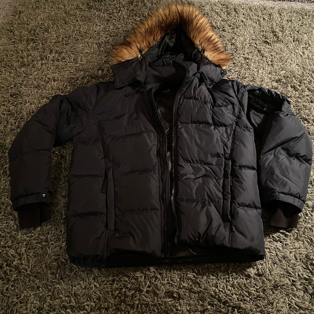 Young Men’s Large Navy Winter Coat with Duck Down Feather